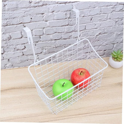 SOLUSTRE Cabinet Storage Basket Organizer for Door Hanging Space-saving Rack for Kitchen Bathroom to Install and Remove Ventilated Design White