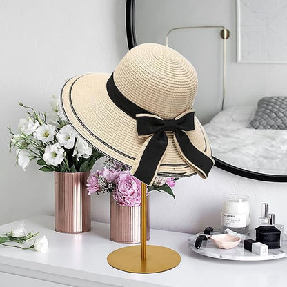 Hat Display Stand Titanium Gold Hat Stand, Set of 2, Height Adjustable Cap Rack Display, Fingerprint Resistant Durable Stainless Steel Tabletop Cowboy Hat Holder Stands for Vendors Closet (RCS 50% Recycled Post-consumer Metal)