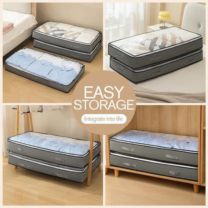 90L Under Bed Storage Containers, Foldable black Underbed Storage Bags - Closet Organizers and Storage Bins for Wrapping Paper, Blanket, Clothing, Comforter, Sweaters, Pillows, Linen Sheets