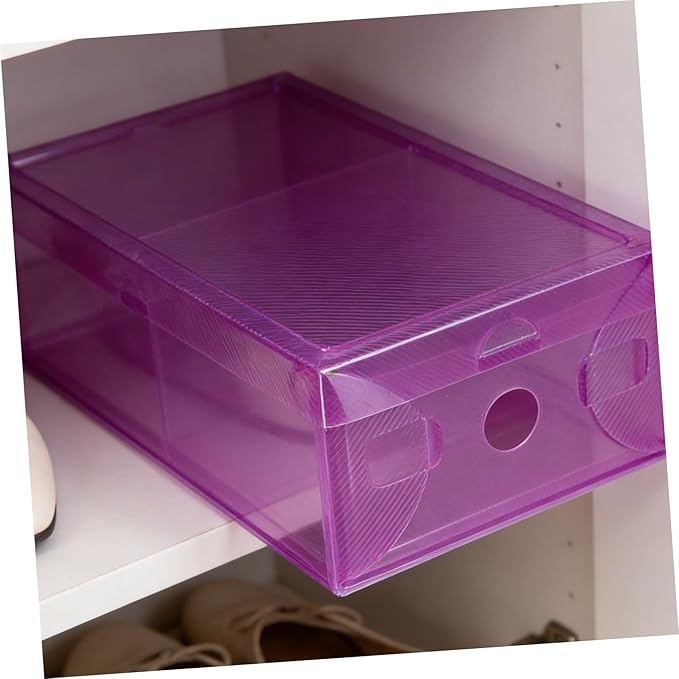 7pcs Shoe Storage Boxes, Stackable Foldable Pp Plastic Organizers with Lids, Colorful 27.5×18×9.5cm Containers for Home Closet and ’ Shoe Storage