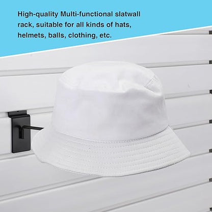 Kigley 12 Pcs Hat Display Wall Mount, Metal Hat Helmet Rack Retail Store Display Shelves Organizer, Slat Wall Accessories for Home Retail Shop Racks Craft Show Garage (Black)