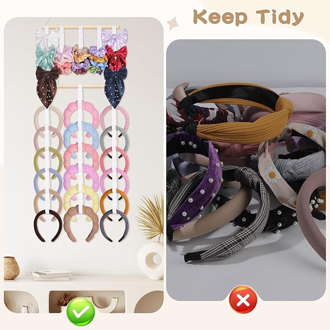 Headband Holder Hair Bow Organizer for Women,Elastic Bow Holder Hair Accessories Organizer Storage Large Capacity Wall Hanging Scrunchies Holder for Girls Bedroom Decor