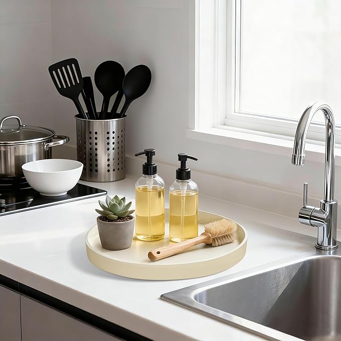 2 Pack 10" Bathroom and Vanity Tray, ABS Bathroom Counter Organizer, Coffee Table Decor for Perfume, Candles, Keys &More. Kitchen Countertop Organizer, Decorative Tray Soap Holder, Yellow