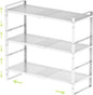 Expandable Shoe Rack Heavy-Duty Closet Organizer Adjustable Shelf Stackable Metal Framework for Entryway, Garage,RV,Pantry,Cabinet(Medium,3 Packs/White)