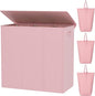 WOWLIVE 180L Laundry Hamper with Lid 3 Section,Large Laundry Basket with Removable Bags and Handles,Collapsible Dirty Clothes Hampers for Laundry,Laundry Basket Organizer for Laundry Room,Dorm,Pink