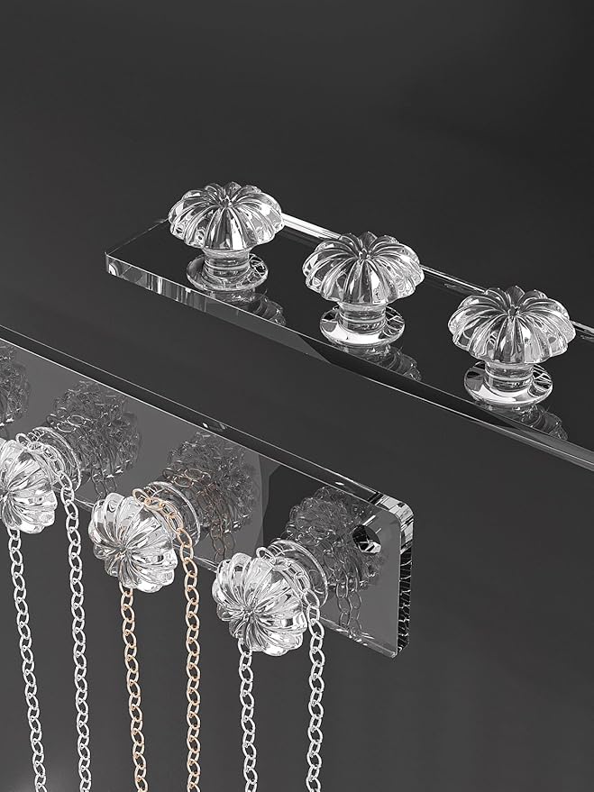Wall Mounted Hanging Necklace Organizer Holder,Small Necklace Hanger Wall Mount,Acrylic Jewelry Hooks Storage Long Necklace,Closet Hanging Bracelet Display Stand (2)