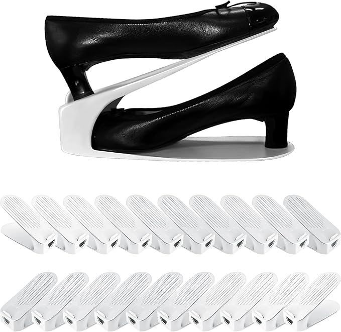 One-Piece Shoe Slot Organizer 20 Pack, Space-Saving Stackers for Closet, Entryway & Shoe Rack | No Assembly Needed