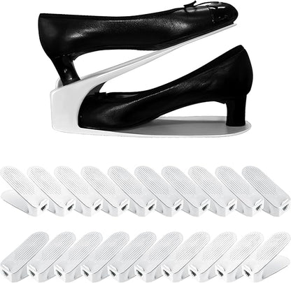 One-Piece Shoe Slot Organizer 20 Pack, Space-Saving Stackers for Closet, Entryway & Shoe Rack | No Assembly Needed