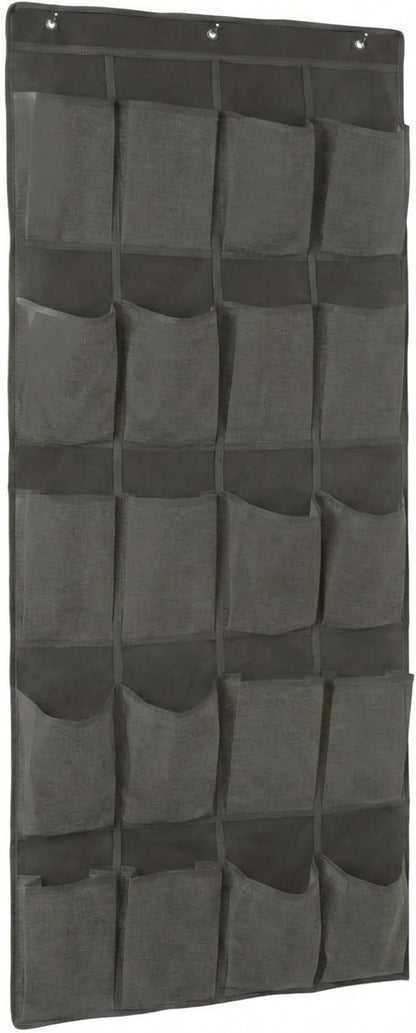 Simplify 20 Pocket Over The Door Hanging Shoe Organizer in Grey