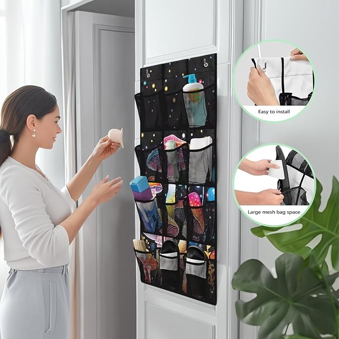Cowhide Pattern Over The Door Organizer 12 Pockets Over The Door Closet Organizer Large Capacity Shoe Holder Hanger for Living Room Easy to Install Shoe Holder Hanger