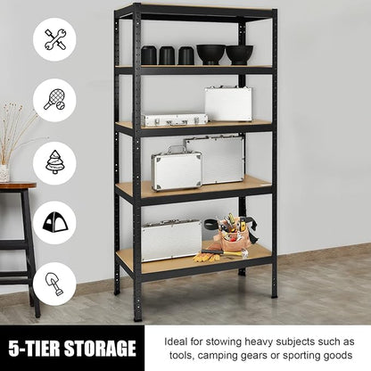 Tangkula 72" Storage Shelves, Heavy Duty Steel Frame 5-Tier Garage Shelf, Metal Multi-Use Storage Shelving Unit for Home/Office/Dormitory/Garage (1, Black)