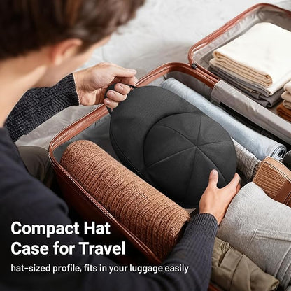 AOODA Hat Travel Case for Baseball Caps, Cap Carrier with Plastic Holder & Carrying Handle, Holds up to 6 Caps Hat Bag for Luggage, Suitcase (Black)