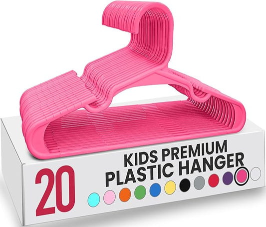 Utopia Home 20 Pack Kids Hangers - 11.5 Inch Plastic Baby Hangers for Closet - Childrens Hangers for Clothes & Infant Hangers for Closet - Ideal for Everyday Standard Use (Pink)