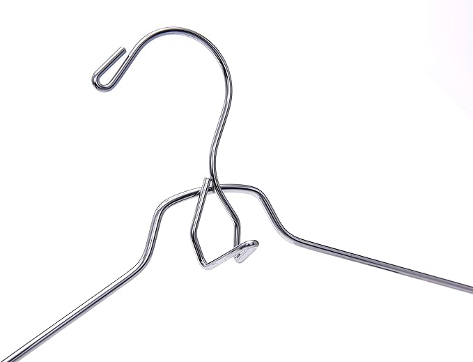 Quality Hangers Pant Hanger 60-Pack, Heavy-Duty Add-On Skirt Hangers with Wide Clips, Multi-Stackable, Chrome Finish