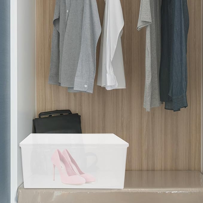 Garneck Thickened Stackable Shoe Boxes with Lids, Large Capacity Plastic Shoe Storage Organizer for Closet Dustproof and Moisture Resistant