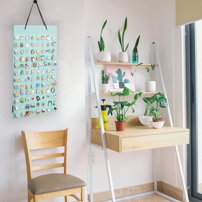 PACMAXI Hanging Brooch Pin Organizer, Display Pins Storage Case, Brooch Collection Storage Holder, Holds Up to 96 Pins.(Not Include Any Accessories) (S-96 Slots, Mint Green, Small)