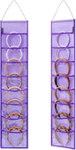 Wall Hanging Headband Organizer Ribbon Hair Hoops Storage Hairbands Hair Accessory Holder with Clear Pockets (PURPLE-8 POCKETS -2 Pack)
