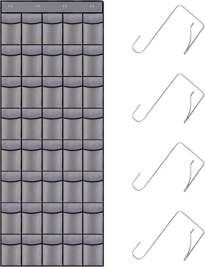 40 Mesh Pocket Over the Door Shoe Organizer,Hanging Shoe Rack for Closet Storage Holder for Dorm Room College Classroom Storag(Grey)