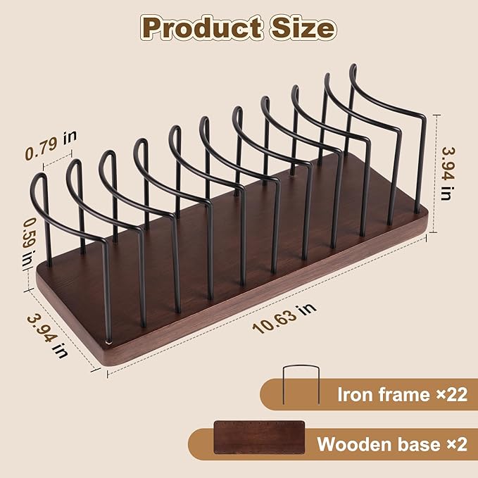 Hat Organizer for Baseball Caps, Wooden Tabletop Hat Rack Holder for 10 Hats Hat Display Stand for Closet Organizers and Storage Brown 2 Pack