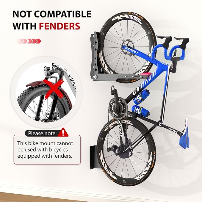 Swivel Bike Wall Mount,No Heavy Lifting Bike Wall Mount,Space-Saving Bike Rack Garage,Holds Up to 77 lbs,Vertical Bike Wall Hangers for Garage & Home Storage Solution,2-Pack