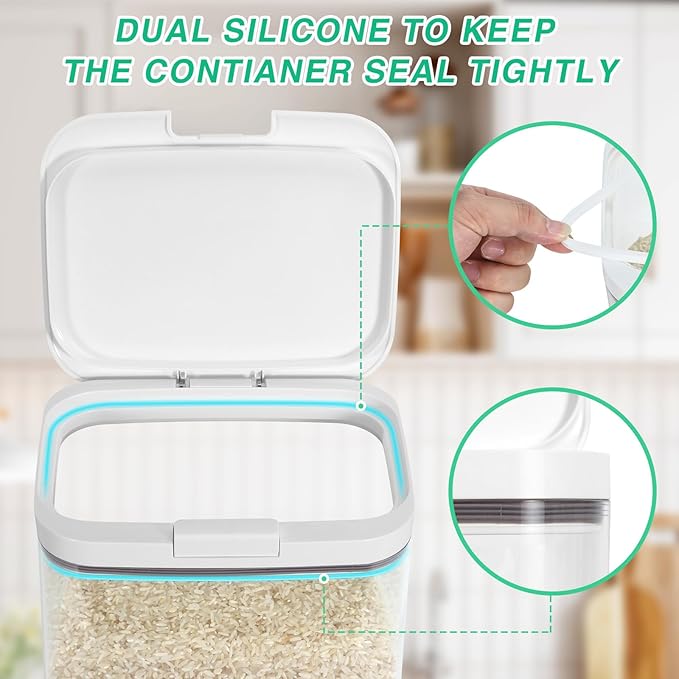 TBMAXS Versatile Storage Container Bin with Pop-up Lid & Scoop, Rice Flour Container Dog Cat Food Storage Container, Laundry Room Organization Household Essentials Kitchen Pantry Organizers