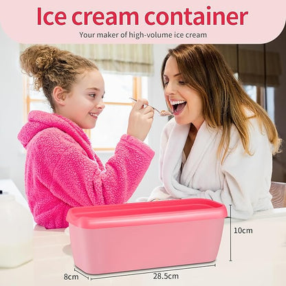 Ice Cream Containers Set of 2, 1.5 Quart Ice Cream Tub, Reusable Homemade Ice Cream Tubs with Stackable Freezer Storage Container for Yogurt, Sorbet, Gelato (Purple+Pink==2Pack)