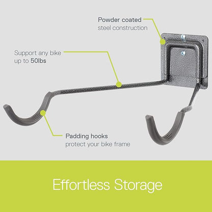 Delta Cycle 2 Bike Rack Garage - Foldable Bicycle Wall Mount Hanger with Storage Shelf Holds Up to 65 lbs