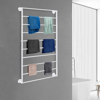 Wall Mounted Scarf Rack, 10 Tiers Display Ties & Scarf Storage Rack, Space-Saving Wrapping Paper Organizer Ribbon Holder Wall Display Rack for Flower Shops, Craft Room (White)