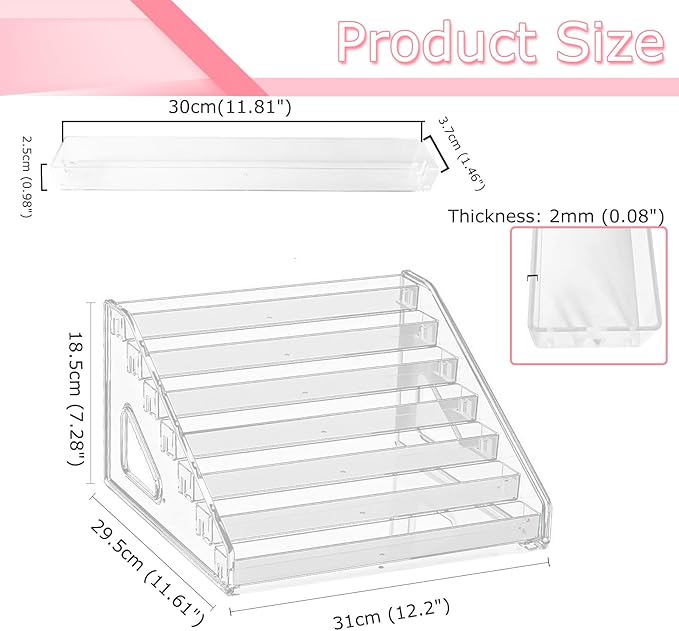 7-Tier Nail Polish Organizer Rack, 2 Pack Storage Holder Stand for Sunglass Organizer, Greeting Card, Postcard Storage Shelf