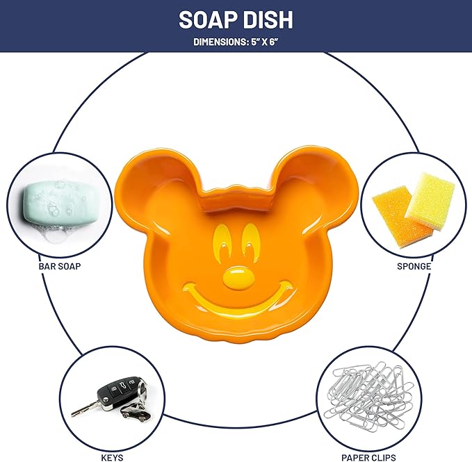 Jay Franco Disney Mickey Mouse Pumpkin Jack-O-Lantern Soap Dish - Autumn & Halloween Bathroom Décor Sponge Holder