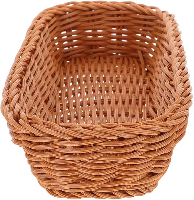 Angoily Wicker Silverware Organizer, Hand-Woven Wicker Flatware Silverware Holder, Kitchen Organizer Storage for Countertop Small Utensil Holders Party Table Spoon Knives Fork Flatware Candy Basket