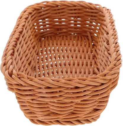 Angoily Wicker Silverware Organizer, Hand-Woven Wicker Flatware Silverware Holder, Kitchen Organizer Storage for Countertop Small Utensil Holders Party Table Spoon Knives Fork Flatware Candy Basket