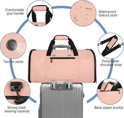 Garment Bags for Travel,50L Carry on Convertible Garment Duffle bag with Shoulder Strap,3 in 1 Hanging Suit Travel Bag with Shoulder Strap