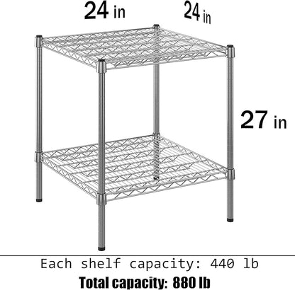 24" Deep x 24" Wide x 27" Height Wire Shelving Kit | 2-Tier | NSF Commercial Storage Rack Unit