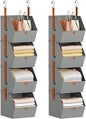 Homsorout Hanging Closet Organizer 4 Tier - Clothes Hanging Shelves, Space-Saving Closet System, Fabric Storage Bins Bedroom Organization, Collapsible Baskets for Home, Dorm, Rv, Grey, 8 Pack