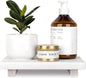 Bathroom Counter Organizer Wood Pedestal Stand Farmhouse Decorative Tray Soap Holder for Kitchen Decor, 9" x 6" - White