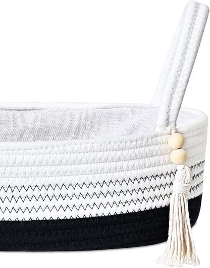 ABenkle Small Storage Basket for Toilet Tank Top - Jute Rope Woven Organizer with Handle, Boho Countertop Bathroom Decor, Toilet Paper Holder, 13x6x4 Inch