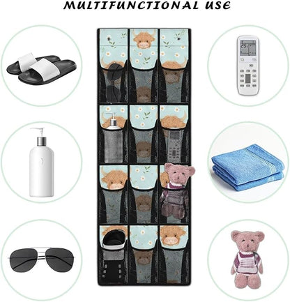 Plateau Cattle Over The Door Organizer Decor Nursery Storage with 12 Large Pockets,Nursery Organizers and Storage,Stable Spice Rack for Kitchen,Behind Door Bag for Bathroom,Bedroom