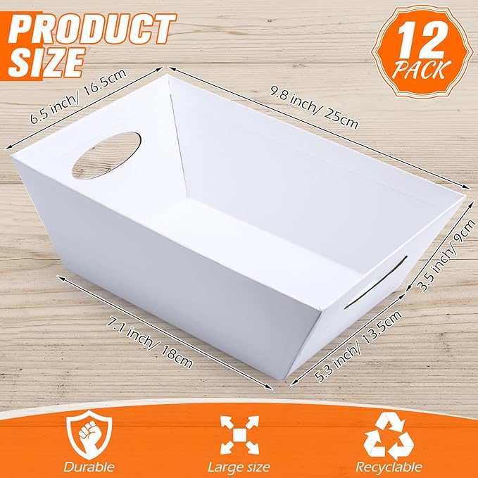 Amyhill 12 PCS Baskets for Gifts Empty Baskets Bulk with Handle Cardboard Market Tray for Mother's Day Wedding Birthday Party DIY Wrapping Gift
