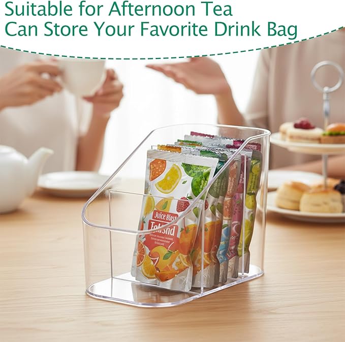 Drink Packet Organizer for Powdered Drink Mix,Powder Packet,Water Flavor Packet,Wooden Water Flavor Packet Organization Container for Kitchen Cabinet, Pantry,Office, Snack Bar Organizer-Small