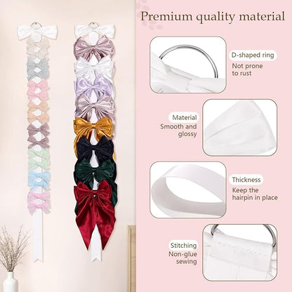 3 PCS Bow Holder for Girls Hair Bows, Ribbon Hair Clip Oraganizer Hair Barrettes Storage for Women,Wall Hanging Alligator Clip Hair Accessories Organizer Bedroom College Dorm Decor (White)