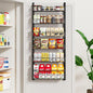 MIAOLI Over the Door Organizer, Black 6-Tier Pantry Door Organizer with Adjustable Basket, Hanging Spice Rack Cabinet Door Shelves, Laundry Room Organization and Storage