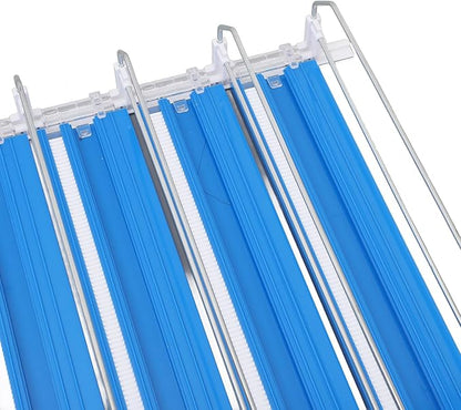 Soda Can Organizer, Automatic Pusher Glide Drink Dispenser for Fridge, Adjustable Width Beverage Holder, Storage 25 Cans 5 Row (Blue)