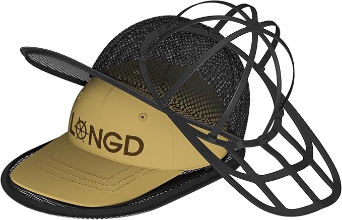 LONGD Hat Washer Cage with Snap Lock - Machine/Dryer Safe Compact Hat Cleaner for Baseball Caps & Storage