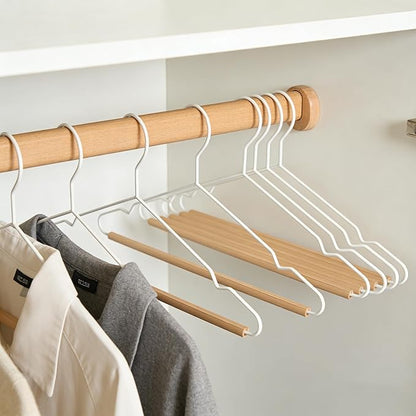 Premium Matt Metal White Suit Clothes Hanger 20 Pack Smooth Beech Wood Pants Bar,Durable Wood Top Suit Hangers Coat Hanger Dress Hanger Shirt Hanger