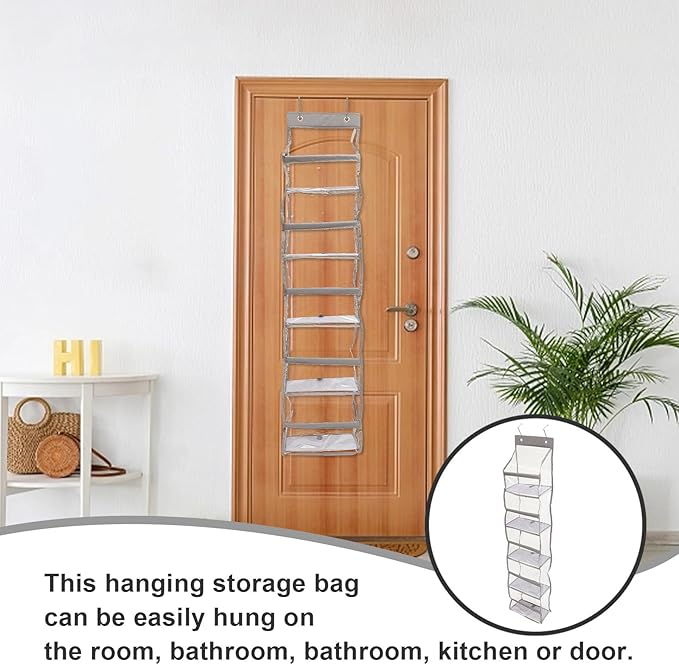 Multi-layer Over The Door Shoe Organizer Bag Transparent PVC Hanging Storage for Closet and Home Lightweight Reusable Multi-purpose Hanging Bag for Shoes and Accessories