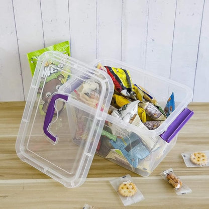 6 Quart Plastic Storage Box with Lids and Handles, 6 Packs