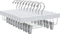 Quality 11 Inches Kids Wooden Pants Hangers 20 Pack - Skirt Hangers with Adjustable Metal Clips 360° Swivel Chrome Hook & Nonslip Notches- Ideal for Clothes Size 8 and Smaller (White, 20)