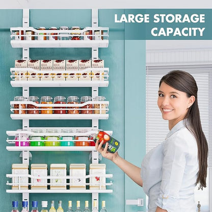Eastherry Over The Door Pantry Organizer，9-Tier Over The Door Organizer with Adjustable Basket，Metal Hanging Pantry Organizers and Storage for Kitchen, Back of Door Seasoning Rack
