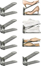 Shoe Slots Organizer, Clear Shoe Stacker, Adjustable Level Shoe Rack,Storage Space Saver for Sneakers Display (Grey Transparent, 8Pack)